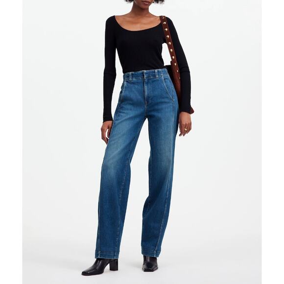 Madewell Tapered Denim Trousers Jean Calvert Blue High Rise Comfort US 30 NWT - Picture 1 of 15